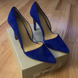 Blue Suede D’Orsay pumps